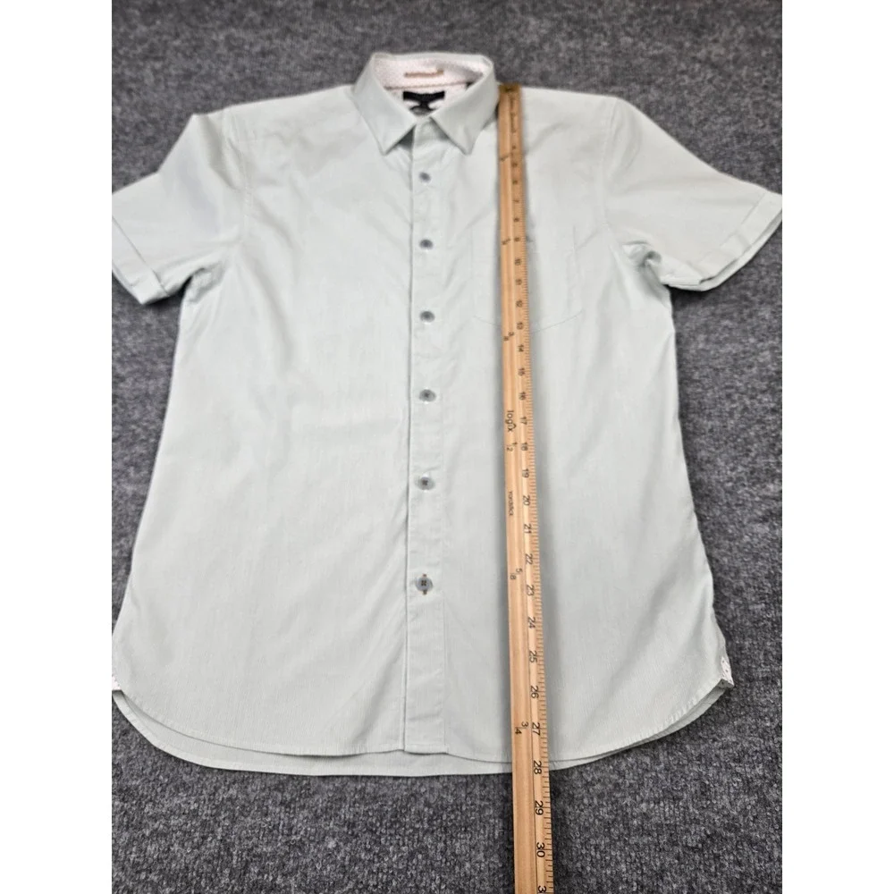 Ted Baker London Mens Size 3 M Short Sleeve Button Up Shirt Mint Green Striped